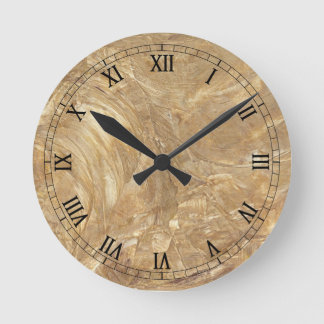 Relógio Redondo Creme Marble Faux Finish