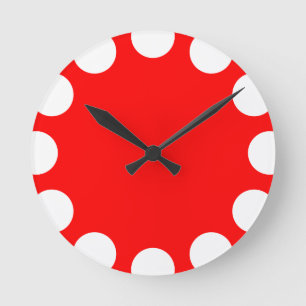 Relógio Redondo Crescente Cor - Branco com Vermelho