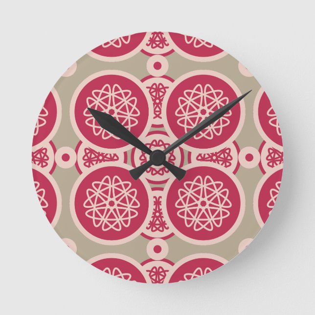 Relógio Redondo Crescimento nuclear - magenta no centeio - padrão  (Frente)