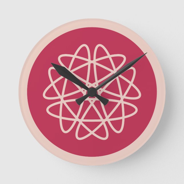 Relógio Redondo Crescimento nuclear - magenta no centeio - padrão  (Frente)