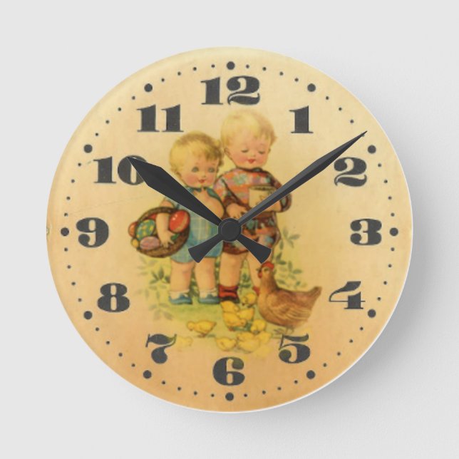 Relógio Redondo Crianças retro-retrovisores antigas (Frente)