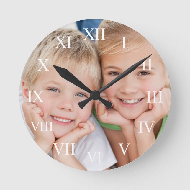 Relógio Redondo Crie seu Elegante Moderno de Fotografia Personaliz (Frente)
