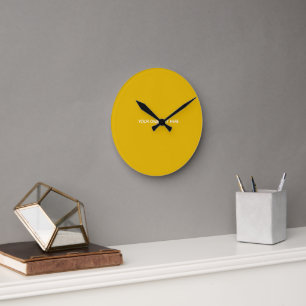 Relógio Redondo Crie Seu Próprio Design Amarelo Personalizado