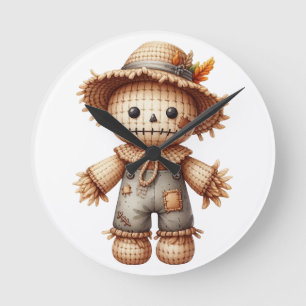 Relógio Redondo Crochet Espantalho Fofo