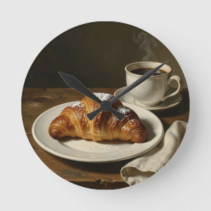 Relógio Redondo Croissant Dourado Vida Quieta Café