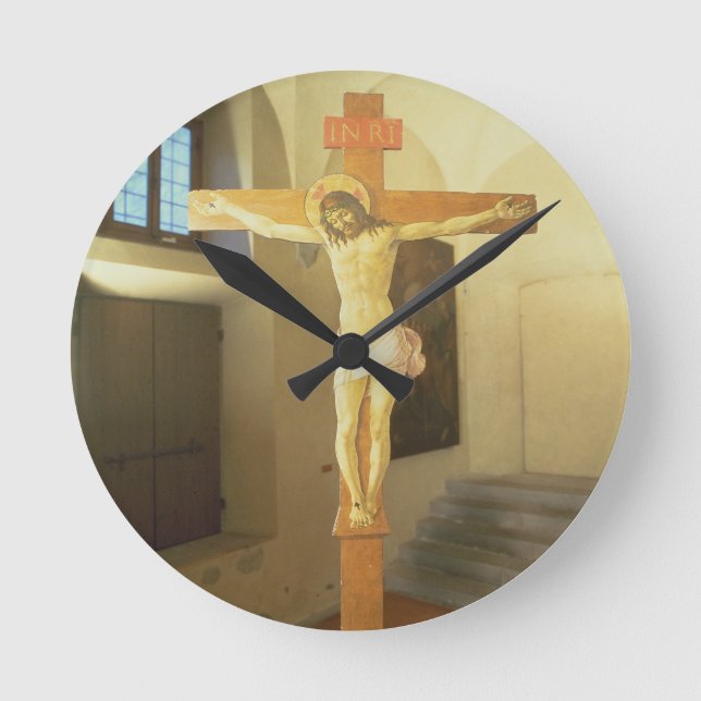Relógio Redondo Crucifix (tempera on wood) (Frente)