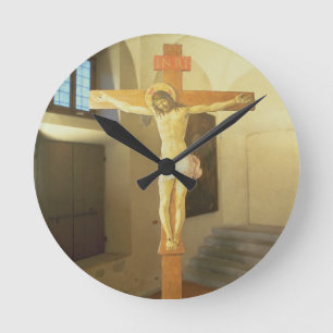 Relógio Redondo Crucifix (tempera on wood)