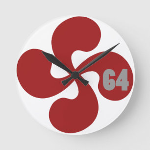 Relógio Redondo Cruz basca vermelha 64 Lauburu