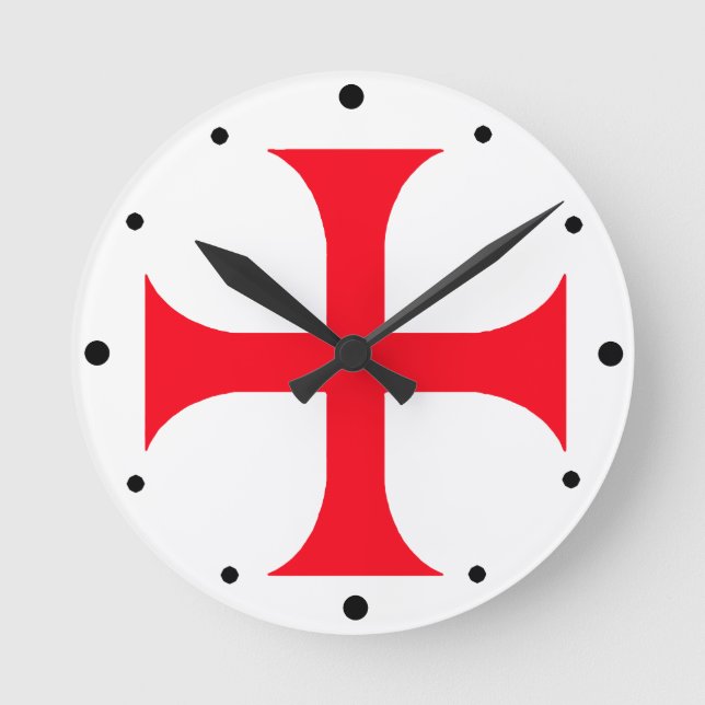Relógio Redondo Cruz vermelha de Templar (Frente)