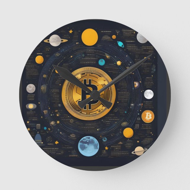 Relógio Redondo Crytpo - Camisa Bitmoney - Hora da lua AI (Frente)