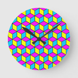 Relógio Redondo CUBO CMYK cubos famosos ilusão 2