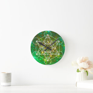Relógio Redondo Cubo de Metatron, Geometria Sagrada, Símbolo Espir