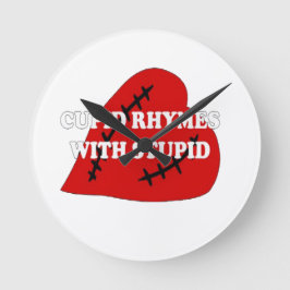 Relógio Redondo Cupido Rhymes Com Estúpidos