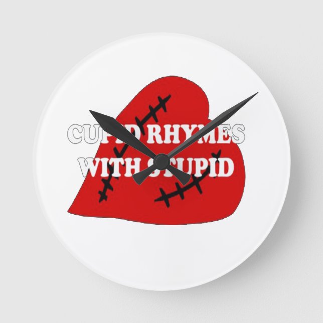 Relógio Redondo Cupido Rhymes Com Estúpidos (Frente)