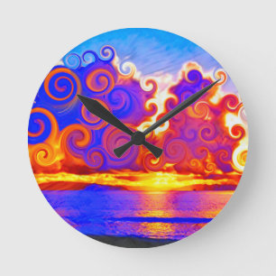 Relógio Redondo Curly California Sunset Seashore