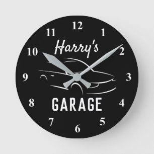 Relógio Redondo Custom black and white car garage wall clock gift