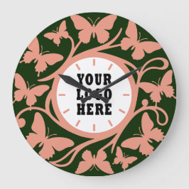 Relógio Redondo Custom Forest Green Butterfly Wall Clock (1)