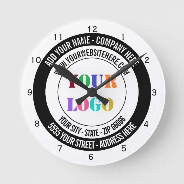 Relógio Redondo Custom Logo Name Address Website Special Design (Frente)