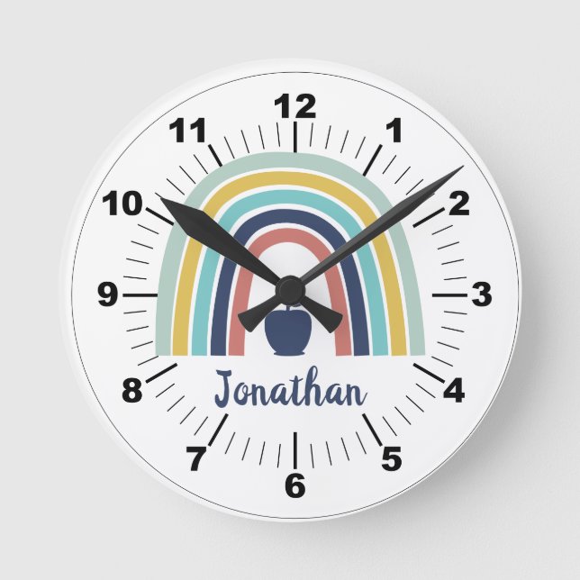 Relógio Redondo Custom modern boho apple fruit rainbow (Frente)