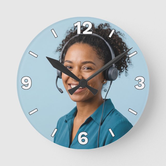 Relógio Redondo Customer Service Representative Headset Support (Frente)
