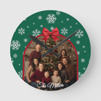 Relógio Redondo Customizable Christmas Wall Clock – Personalized