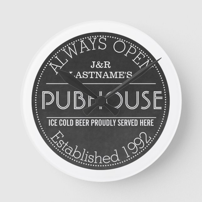 Relógio Redondo Customized Faux Chalkboard Pub Sign Coaster (Frente)