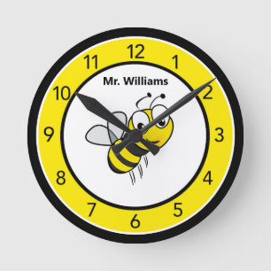 Relógio Redondo Cute Bumble Bee Personalizado