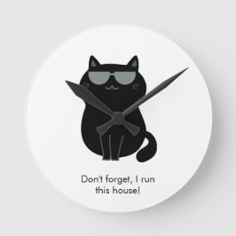 Relógio Redondo Cute Cat - I run this house now! 