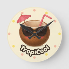 Relógio Redondo Cute Coconut - Design tropical com pontos de paste