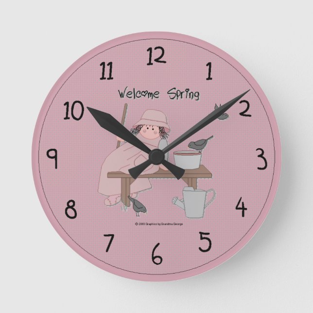 Relógio Redondo Cute Country Spring Wall Clock (Frente)