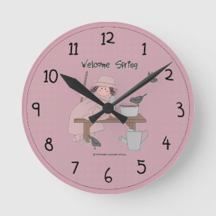 Relógio Redondo Cute Country Spring Wall Clock