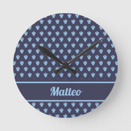 Relógio Redondo Cute navy blue angel pattern personalized name