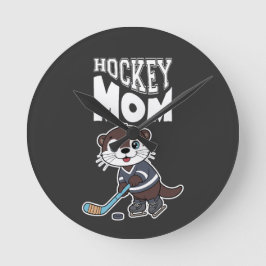 Relógio Redondo Cute Otter Hockey Mom - Fun Sports Animal Graphic
