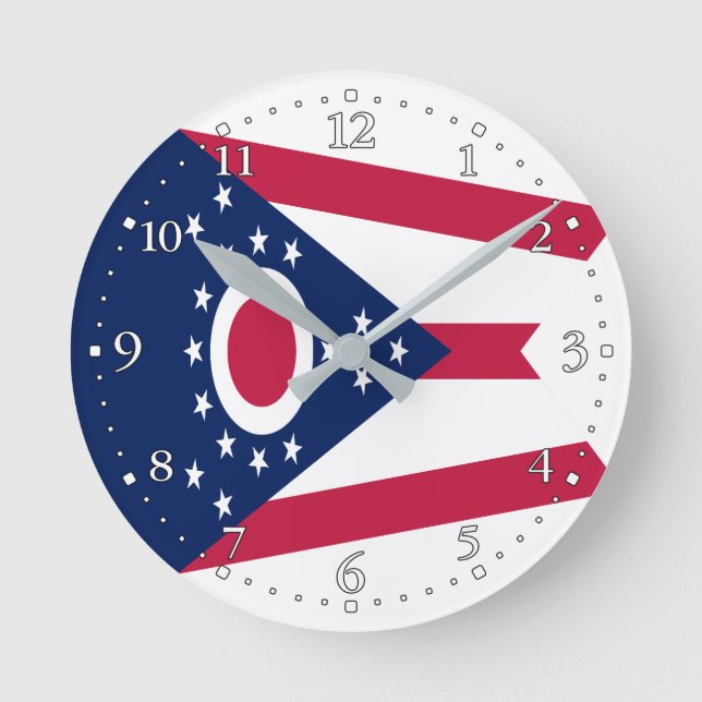 Relógio Redondo da Bandeira do Estado de Ohio (Frente)