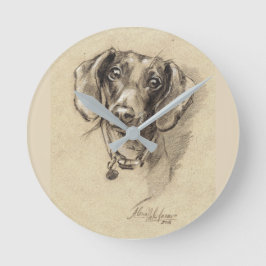 Relógio Redondo Dachshund round clock Dog Babá de amor