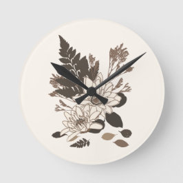 Relógio Redondo Daisies and Leaves - transparente no creme.