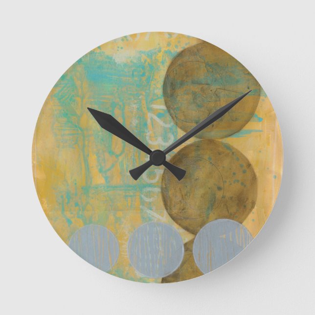 Relógio Redondo Dark Brown & Grey Circles with Numbers Numbers (Frente)