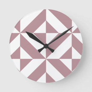 Relógio Redondo Dark Mauve Geometric Deco Cube Pattern