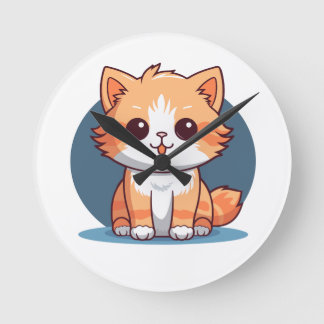 Relógio Redondo de Gato de Desenho Animado Fofo