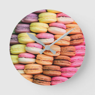 Relógio Redondo de Macarons Coloridos Excêntricos