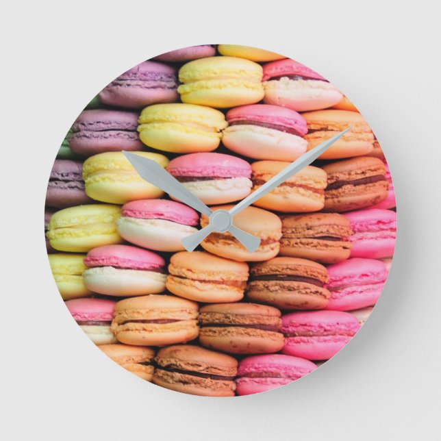 Relógio Redondo de Macarons Coloridos Excêntricos (Frente)