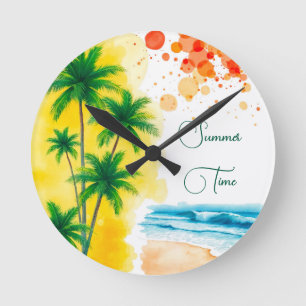 Relógio Redondo de “Verão” com design de praia