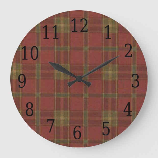 Relógio Redondo de Xadrez Vermelha (Frente)
