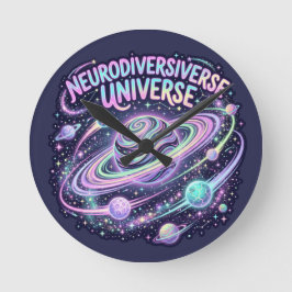 Relógio Redondo Decoração de Casa Universo Neurodiverso TDAH Autis