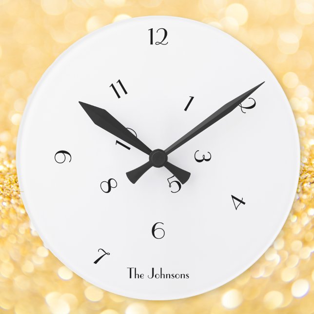 Relógio Redondo Decoração Única de Sala com Números Embaralhados e (Unique Fun Jumbled Numbers Custom Name Room Decor Round Clock)