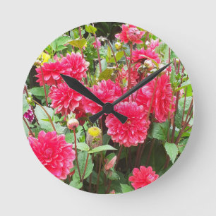 Relógio Redondo Deep Pink Dahlias Clock