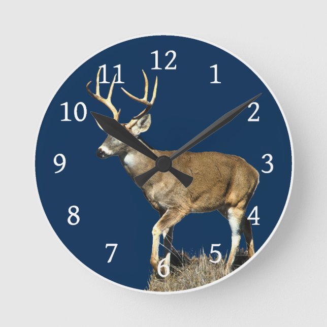 Relógio Redondo Deer Buck Branco (Frente)