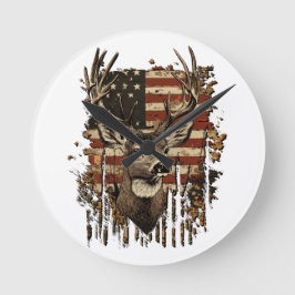 Relógio Redondo Deer, Buck Season USA Flag
