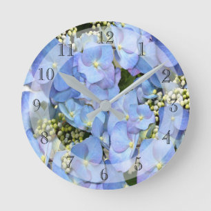 Relógio Redondo Delicar Lacecap Azul Hydrangea Round Clock