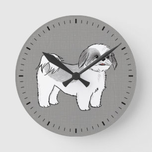 Relógio Redondo Desenho de Cão Shih Tzu Cute